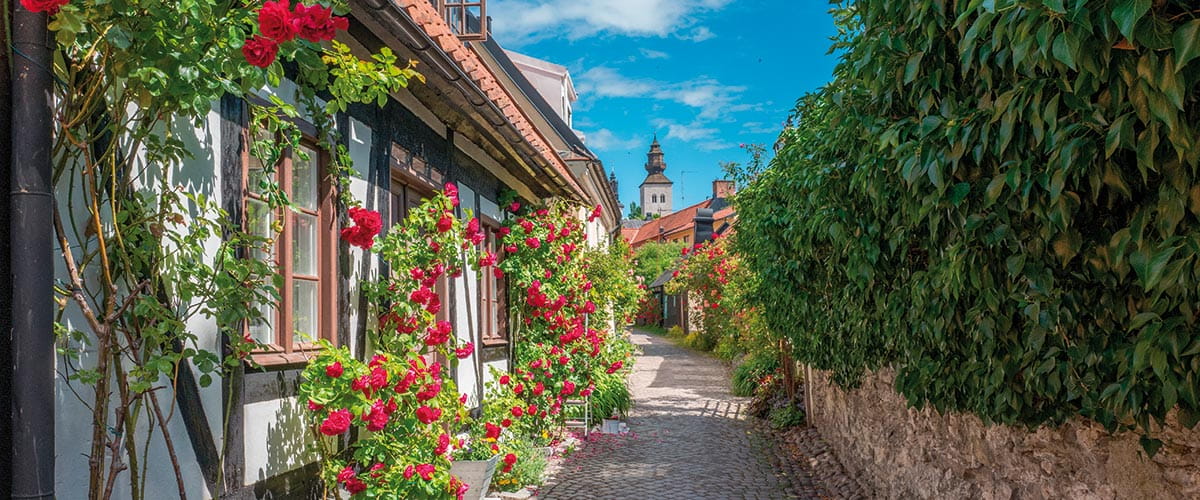A quaint street in medieval Visby, Sweeden